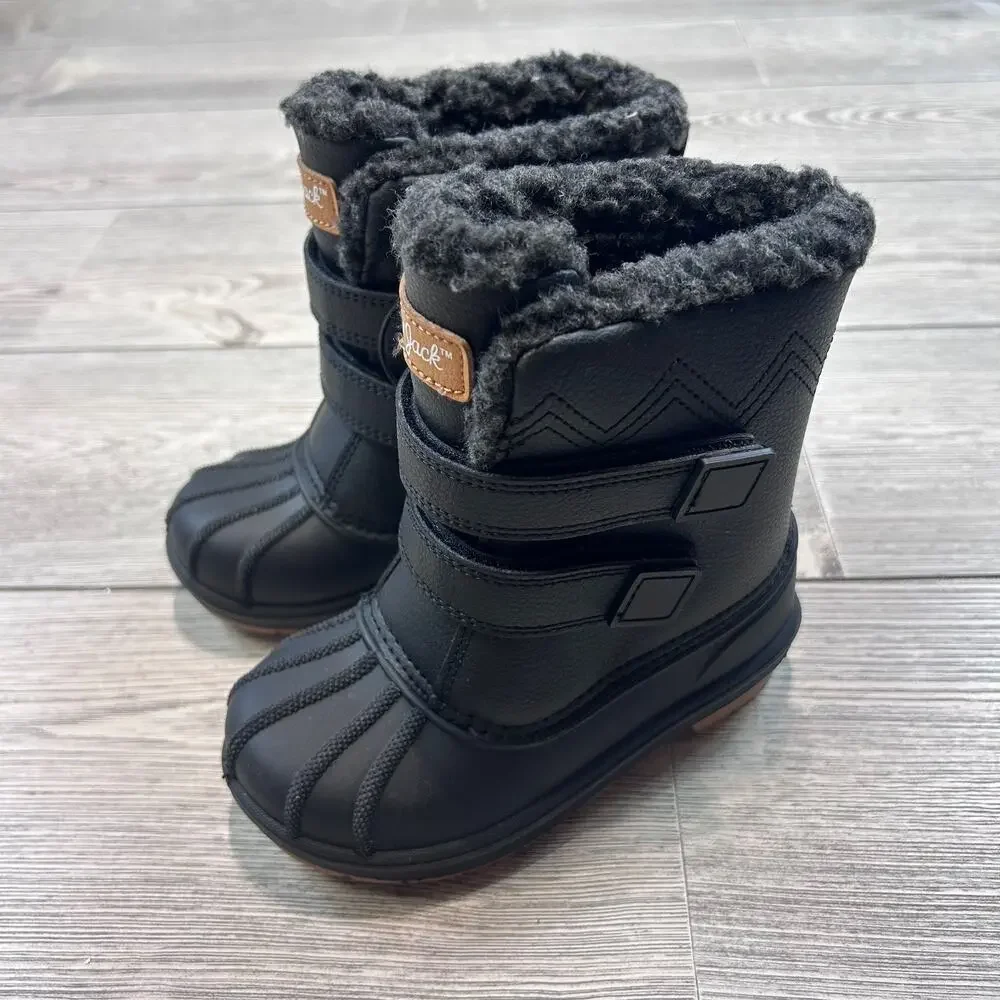 Cat & Jack Toddler Faux Fur Winter Boots Waterproof Black 9 NWT